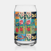 Kleurrijke Libellen En Rozen Patchwork Blikvorm Glas (Links)