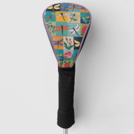 Kleurrijke Libellen En Rozen Patchwork Golfheadcover