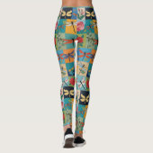 Kleurrijke Libellen En Rozen Patchwork Leggings (Achterkant)