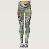 Kleurrijke Libellen En Rozen Patchwork Leggings (Voorkant)