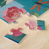 Kleurrijke Libellen En Rozen Patchwork Legpuzzel (Zijkant)