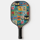 Kleurrijke Libellen En Rozen Patchwork Pickleball Paddle (Voorkant)