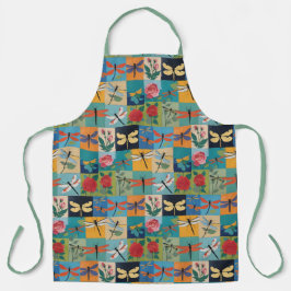 Kleurrijke Libellen En Rozen Patchwork Schort