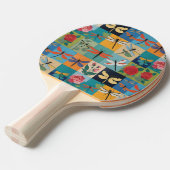 Kleurrijke Libellen En Rozen Patchwork Tafeltennisbatje (Voorkant Gekanteld)
