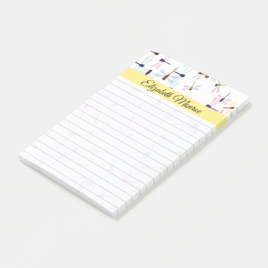 Kleurrijke libellen gepersonaliseerd post-it® notes (Schuin)