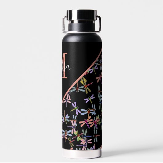 Kleurrijke libellen gepersonaliseerd waterfles (Achterkant)