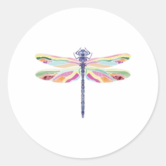 Kleurrijke libellen ronde sticker (Voorkant)