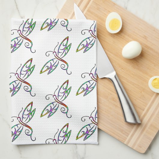 Kleurrijke libellen theedoek (Quarter Fold)