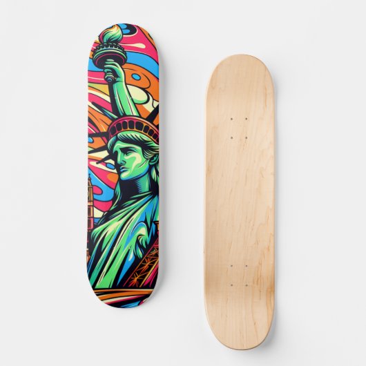 Kleurrijke Liberty Lady skateboard (Voorkant)