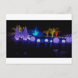 Kleurrijke Licht Sculpturen Familie Nacht Herinner Briefkaart