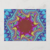 Kleurrijke lichtblauwe, roze en bordeaux fractal briefkaart (Voorkant)