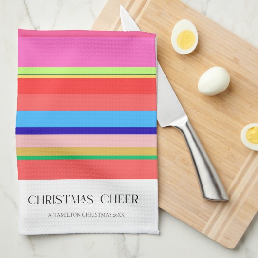 Kleurrijke lichte moderne Kerst Keuken Handdoek (Quarter Fold)