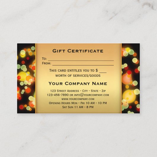 Kleurrijke lichte Sjabloon voor cadeaubonnen Kortingskaartje (Achterkant)
