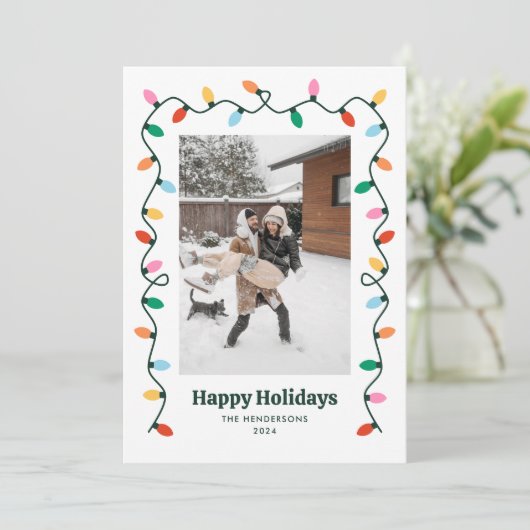 Kleurrijke lichtfoto feestdagenkaart (Staand voorkant)