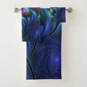 Kleurrijke Lichtgevende Abstracte Blauwe Roze Groe Bad Handdoek