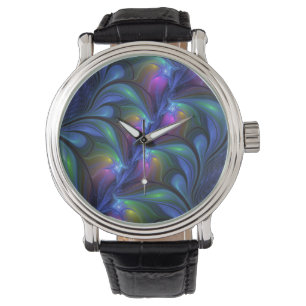 Kleurrijke Lichtgevende Abstracte Blauwe Roze Groe Horloge