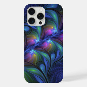 Kleurrijke Lichtgevende Abstracte Blauwe Roze Groe iPhone 15 Pro Max Case