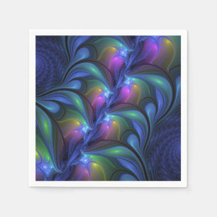 Kleurrijke Lichtgevende Abstracte Blauwe Roze Groe Servet