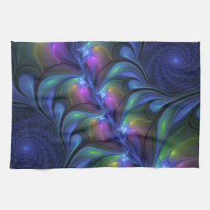 Kleurrijke Lichtgevende Abstracte Blauwe Roze Groe Theedoek