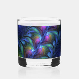 Kleurrijke Lichtgevende Abstracte Blauwe Roze Groe Whisky Glas