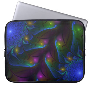Kleurrijke Lichtgevende Abstracte Moderne Fractale Laptop Sleeve