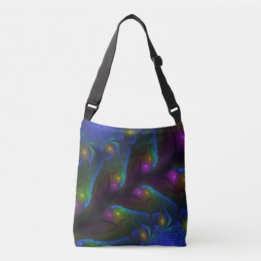 Kleurrijke Lichtgevende Abstracte Moderne Trippy F Crossbody Tas (Voorkant)