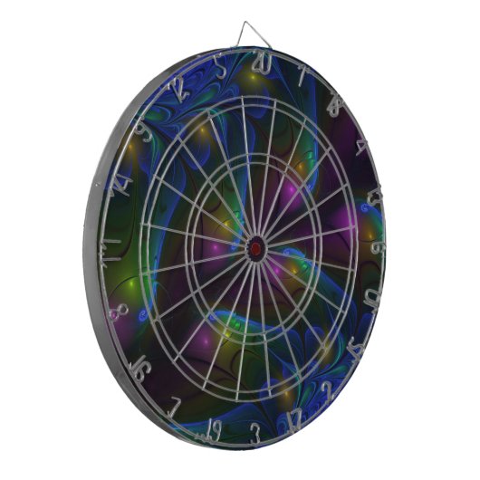 Kleurrijke Lichtgevende Abstracte Moderne Trippy F Dartbord (Voorkant Links)