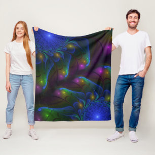 Kleurrijke Lichtgevende Abstracte Moderne Trippy F Fleece Deken