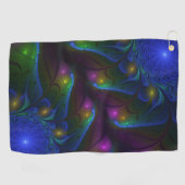 Kleurrijke Lichtgevende Abstracte Moderne Trippy F Golfhanddoek (Horizontaal)