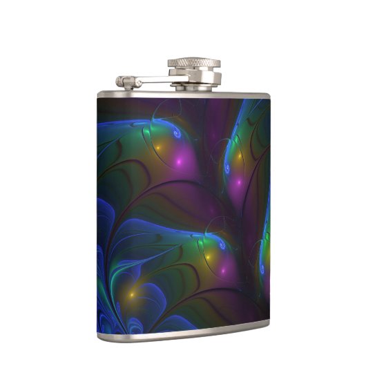 Kleurrijke Lichtgevende Abstracte Moderne Trippy F Heupfles (Rechts)