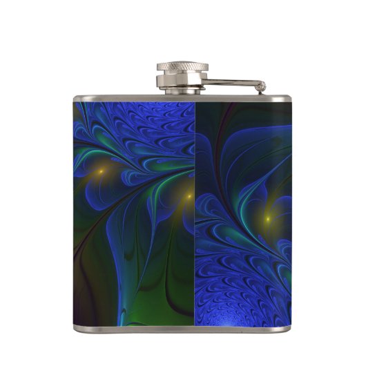 Kleurrijke Lichtgevende Abstracte Moderne Trippy F Heupfles (Achterkant)