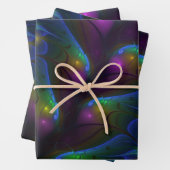 Kleurrijke Lichtgevende Abstracte Moderne Trippy F Inpakpapier Vel (In situ)