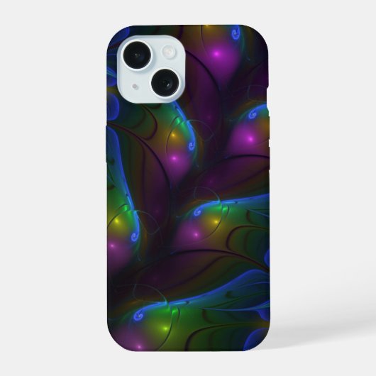 Kleurrijke Lichtgevende Abstracte Moderne Trippy F iPhone 15 Case (Achterkant)