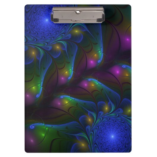 Kleurrijke Lichtgevende Abstracte Moderne Trippy F Klembord (Voorkant)