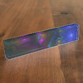 Kleurrijke Lichtgevende Abstracte Moderne Trippy F Naambordje (Zijkant)