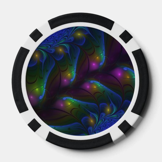 Kleurrijke Lichtgevende Abstracte Moderne Trippy F Poker Chips (Achterkant)