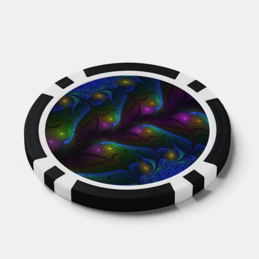 Kleurrijke Lichtgevende Abstracte Moderne Trippy F Poker Chips (Enkel)