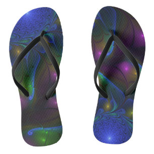 Kleurrijke Lichtgevende Abstracte Moderne Trippy F Teenslippers