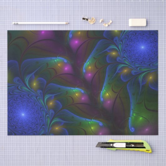 Kleurrijke Lichtgevende Abstracte Moderne Trippy F Tissuepapier (Craft)
