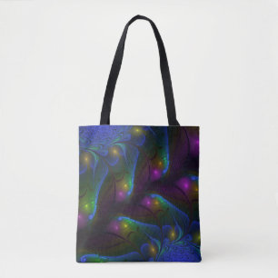 Kleurrijke Lichtgevende Abstracte Moderne Trippy F Tote Bag