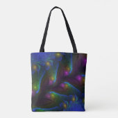 Kleurrijke Lichtgevende Abstracte Moderne Trippy F Tote Bag (Achterkant)