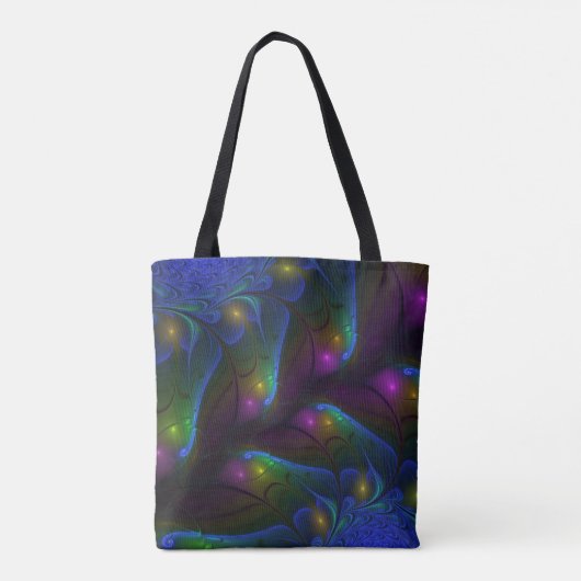 Kleurrijke Lichtgevende Abstracte Moderne Trippy F Tote Bag (Achterkant)
