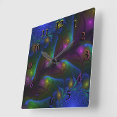 Kleurrijke Lichtgevende Abstracte Moderne Trippy F Vierkante Klok (Hoek)