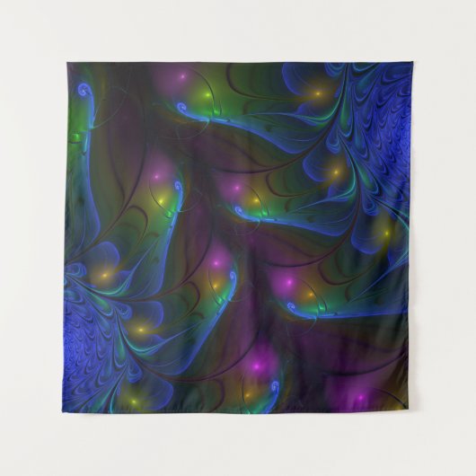 Kleurrijke Lichtgevende Abstracte Moderne Trippy F Wandkleed (Voorkant (horizontaal))