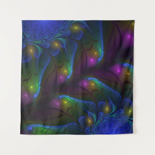 Kleurrijke Lichtgevende Abstracte Moderne Trippy F Wandkleed (Voorkant)