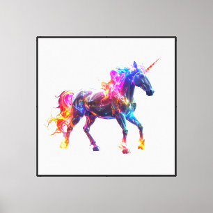 Kleurrijke Lichtgevende Knuffel Eenhoorn Canvas Afdruk