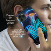 Kleurrijke Lichtgevende Neon Blauw Monogram Telefo Case-Mate iPhone Case