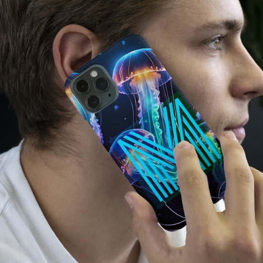 Kleurrijke Lichtgevende Neon Blauw Monogram Telefo Case-Mate iPhone Case