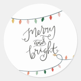 Kleurrijke Lichtjes Slinger Kerstversiering Ronde Sticker