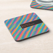 Kleurrijke lichtstralen die in duisternis vallen bier onderzetter (Linkerzijde)